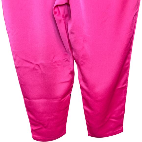 Jason Wu Pink Satin Ankle Pants L Elastic Waist Pockets NWOT Stretch Business - Picture 3 of 9